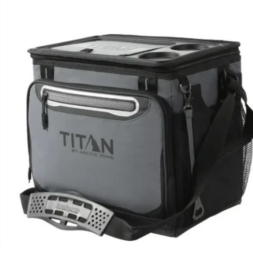 Titan 40-can Collapsible Cooler/ Gray With Two Drink Holder Tabletop - Picture 5 of 10